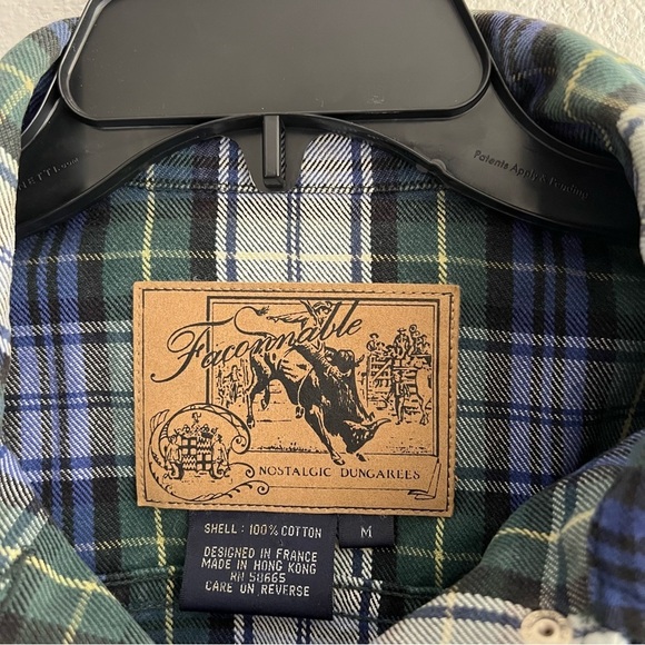 Faconnable Women’s Plaid Thick Button Up Denim Shacket Size M Cabincore Granola - Picture 8 of 9